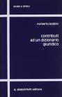 Contributi ad un dizionario giuridico Contributi ad un dizionario giuridico