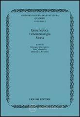 Ermeneutica, fenomenologia, storia